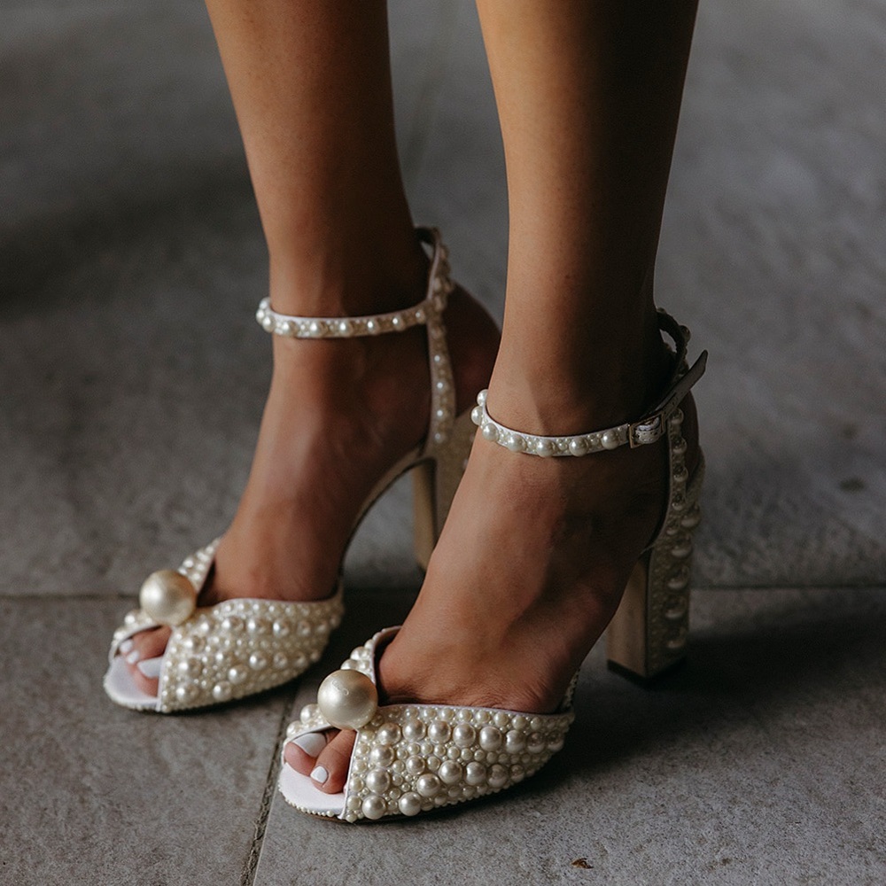 Jimmy Choo Pearl-Embellished Secora 100 Heels